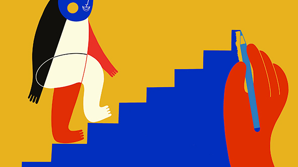 abstract illustration of person walking up stairs-wellbeing