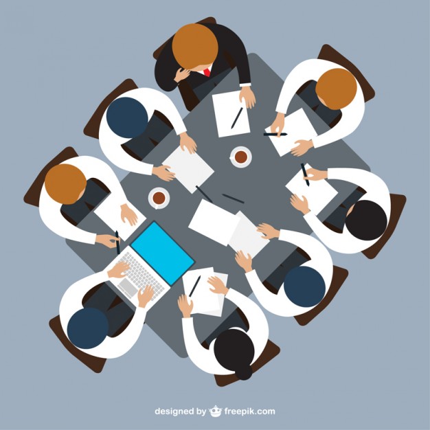 Top view illustration of donor meetings