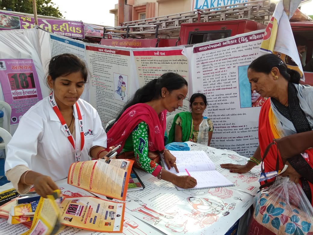 Khataben in the field at a registration drive