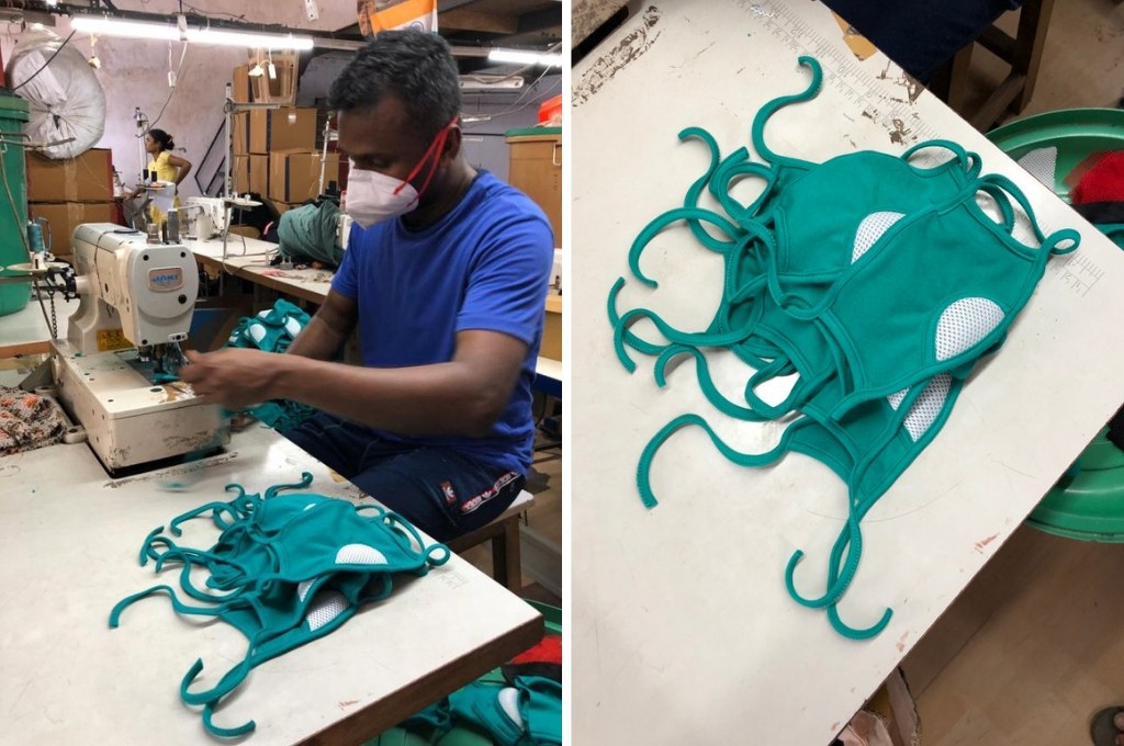 photo of worker making masks-coronavirus