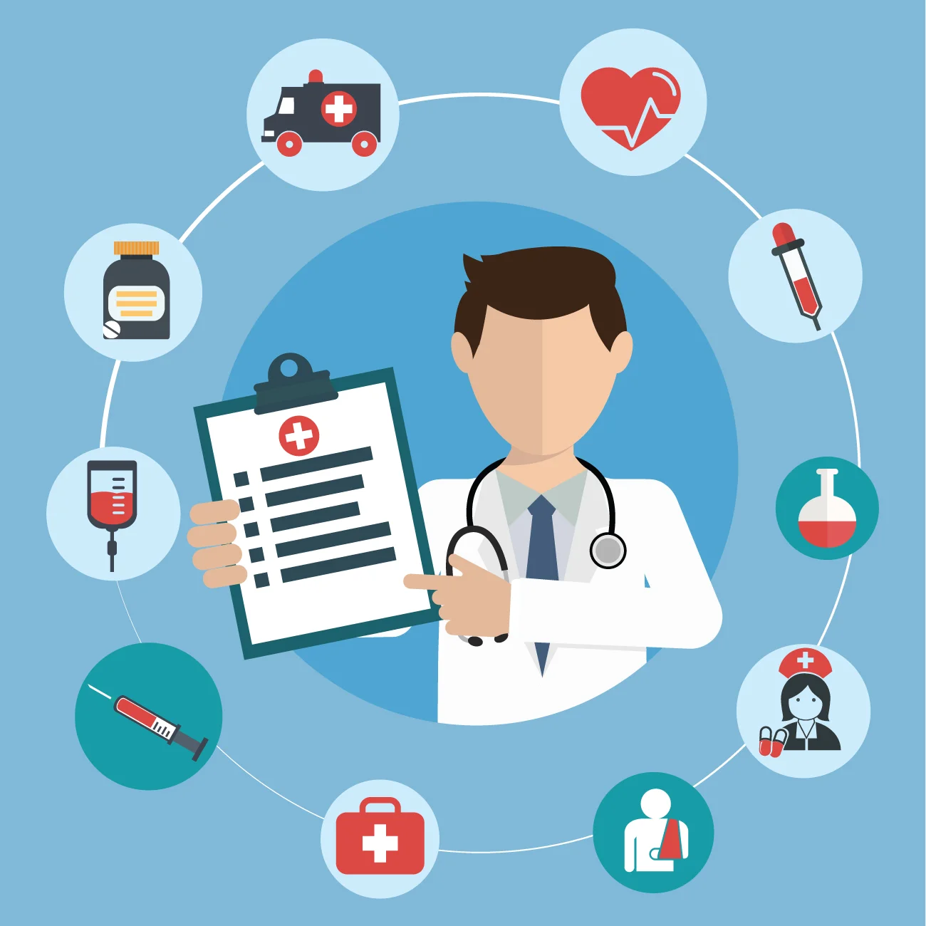 A doctor with a medical checklist