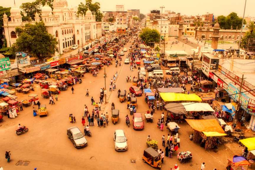 An aerial view of a market in Hyderabad city-NREGA-employment guarantee programme-picture courtesy-pixabay