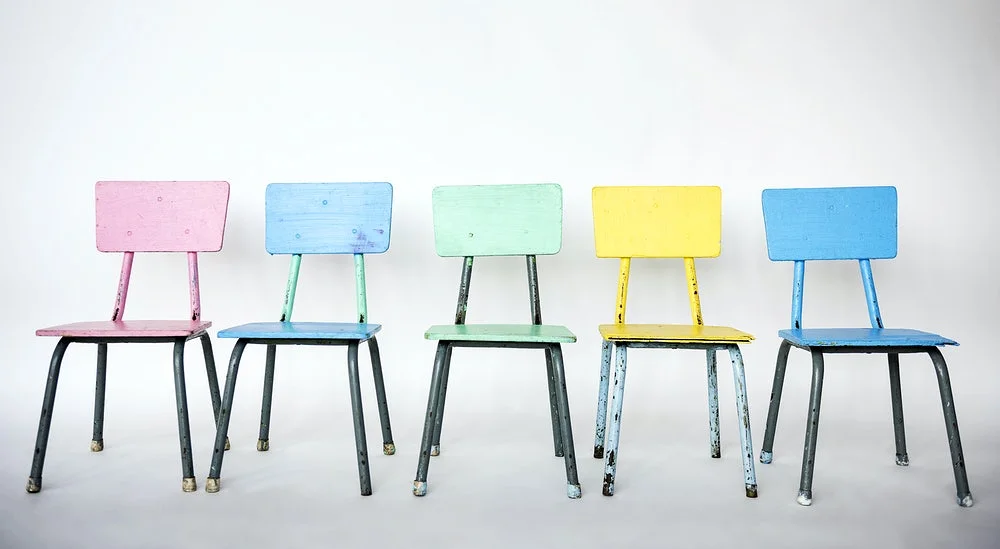 Different coloured chairs
