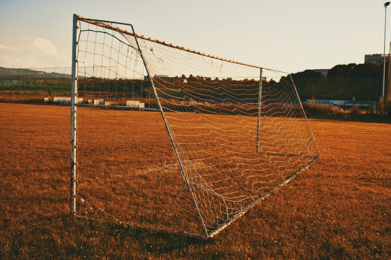 Goal post on a field