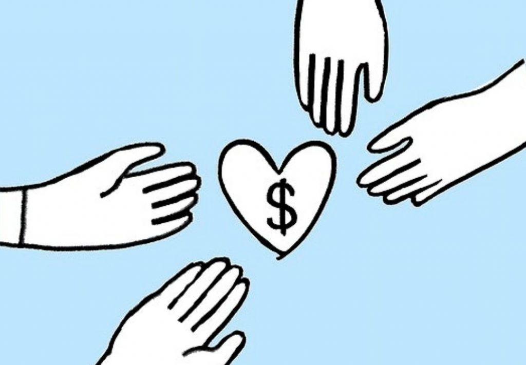 illustration of hands coming together around a heart-philanthropy