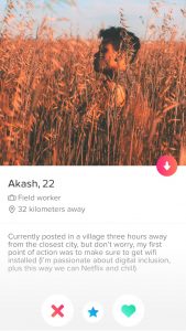 Fake tinder profile fieldworker India