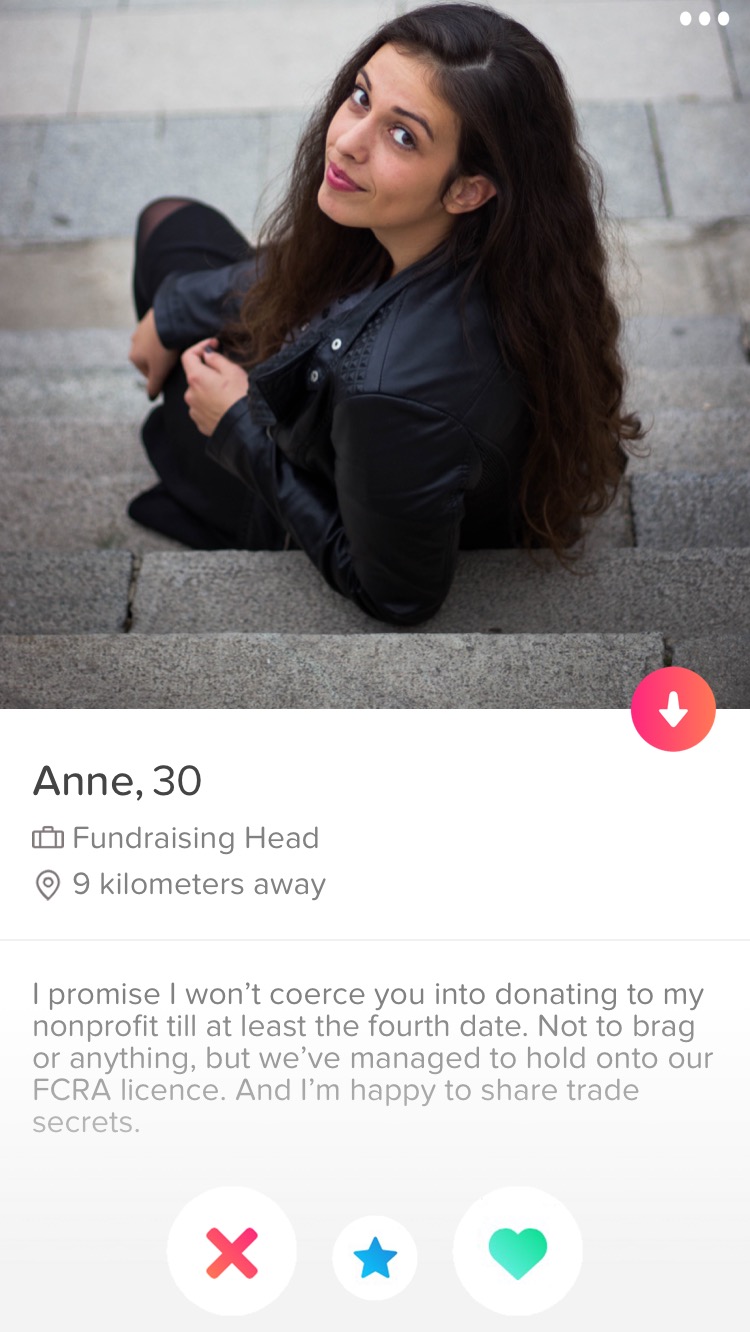 Fake Tinder profile fundraising head