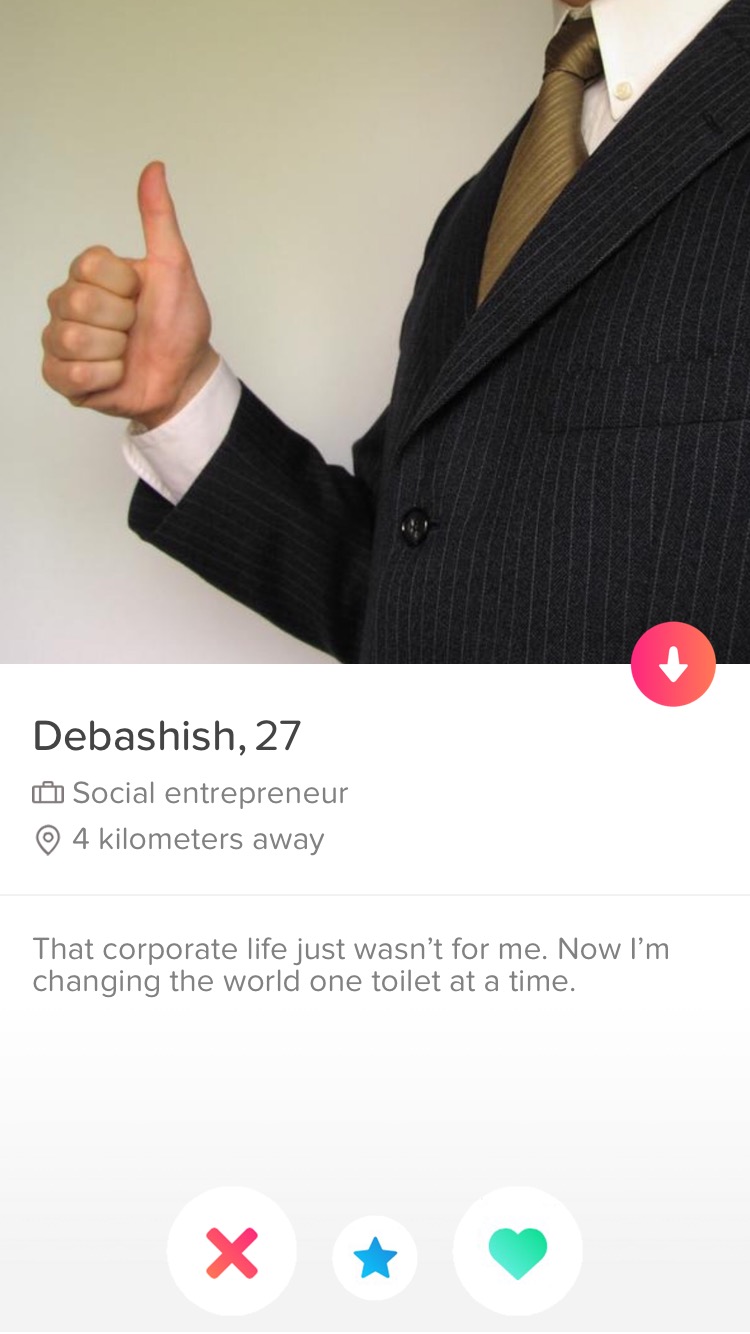 Fake tinder profile social entrepreneur