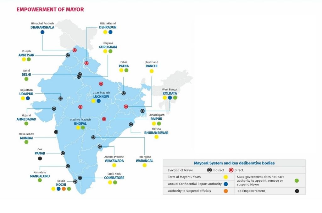 map of india with power of mayors-local government