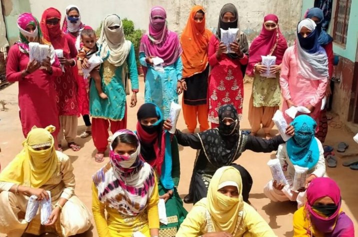 group of women collecting sanitary pads-leadership