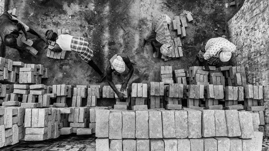 aerial black and white shot of brick kiln NREGA workers-Rajasthan-picture courtesy-flickr