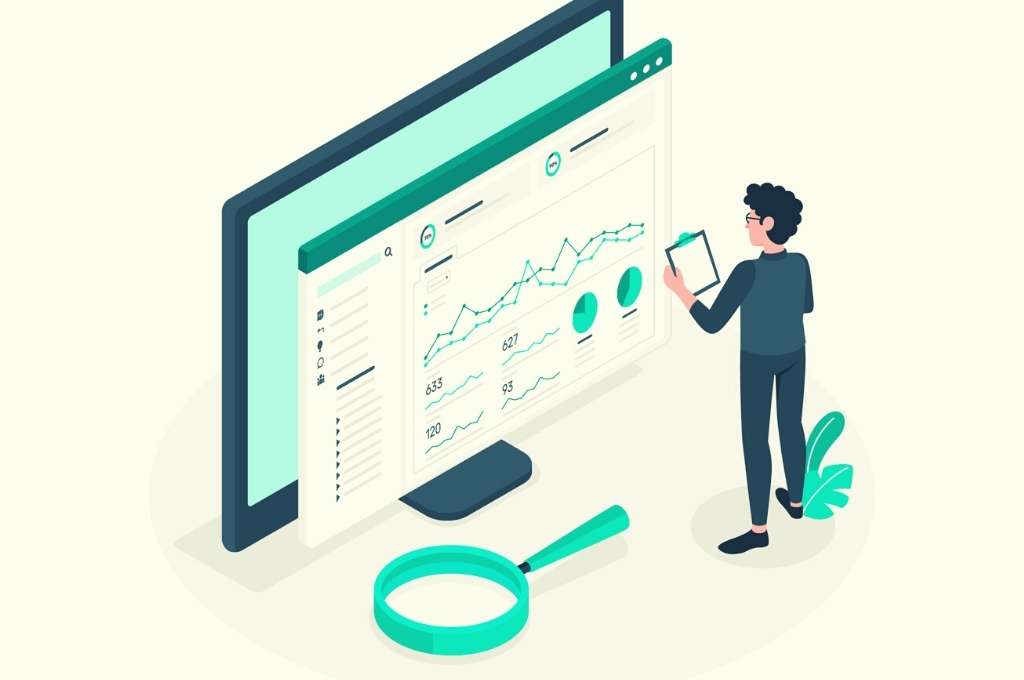 Person looking at Data Dashboard-administrative data