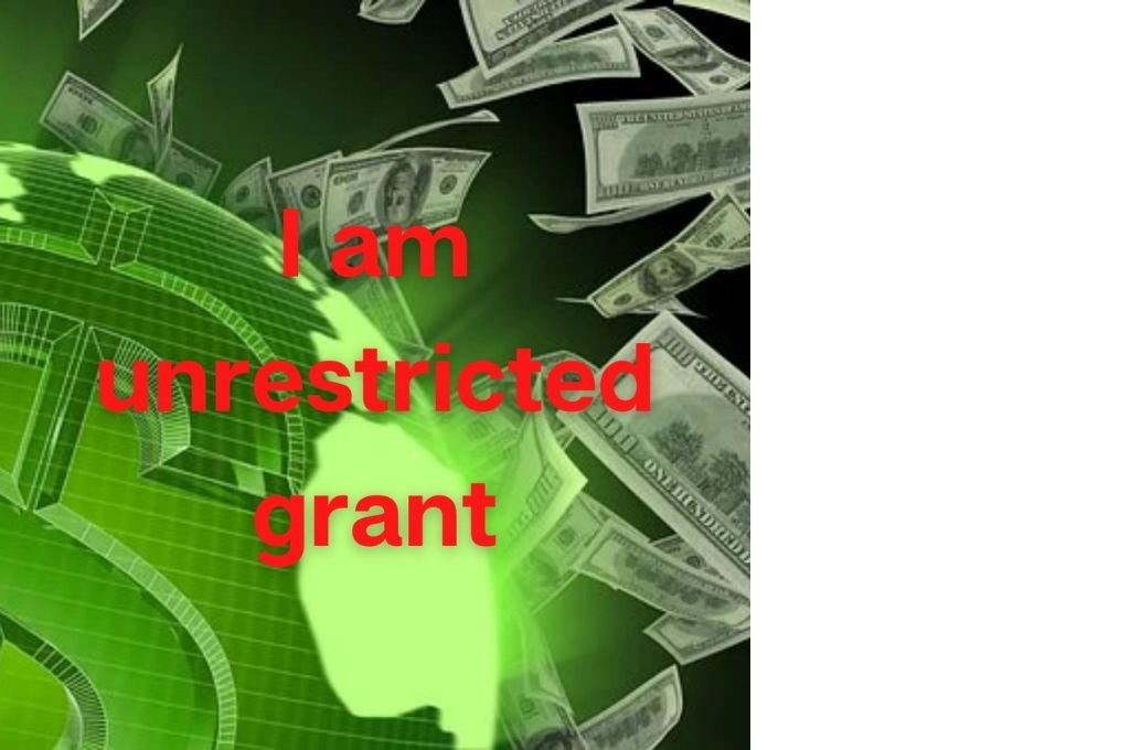 us dollars against a green background with the text 'i am unrestricted grant'-affimations