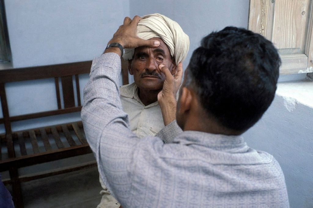 A man getting his medical check-up- Ayushman Bharat