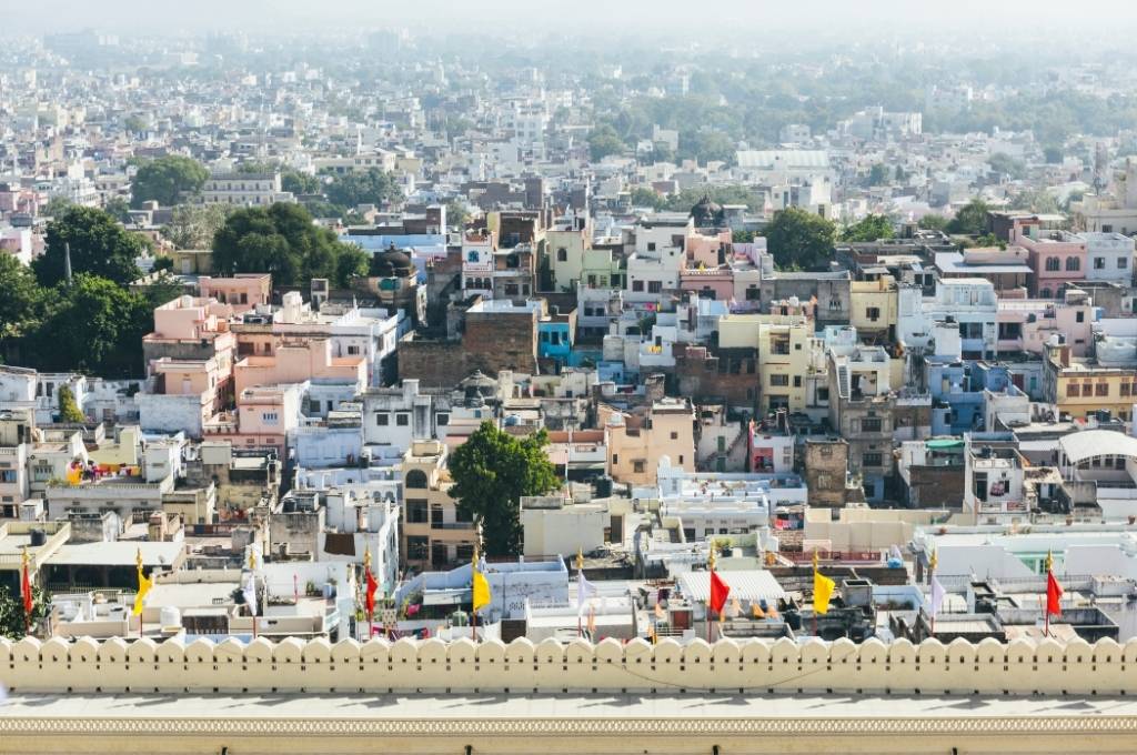 View of Udaipur from the City Palace-urban planning