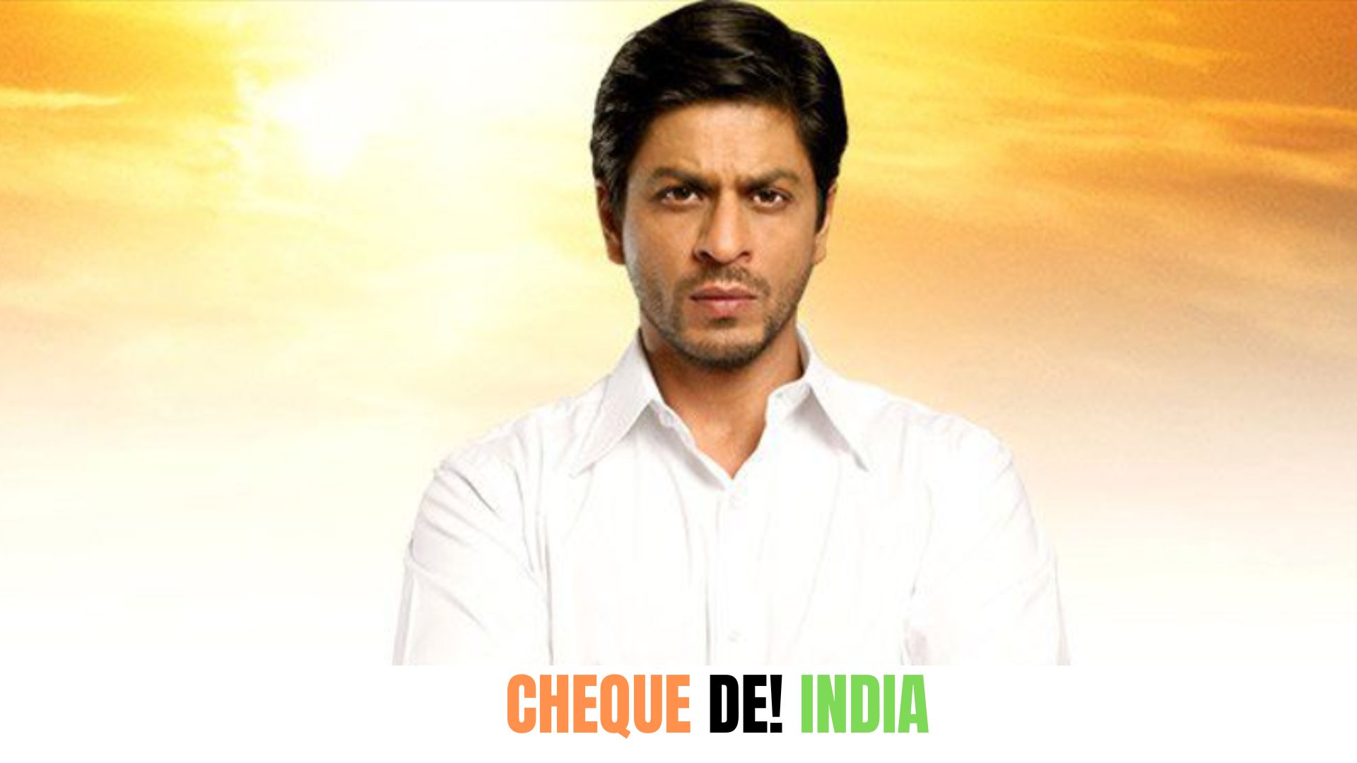 Modified poster of Chak De India with Cheque De India written under SRK's photo_ Bollywood nonprofit humour