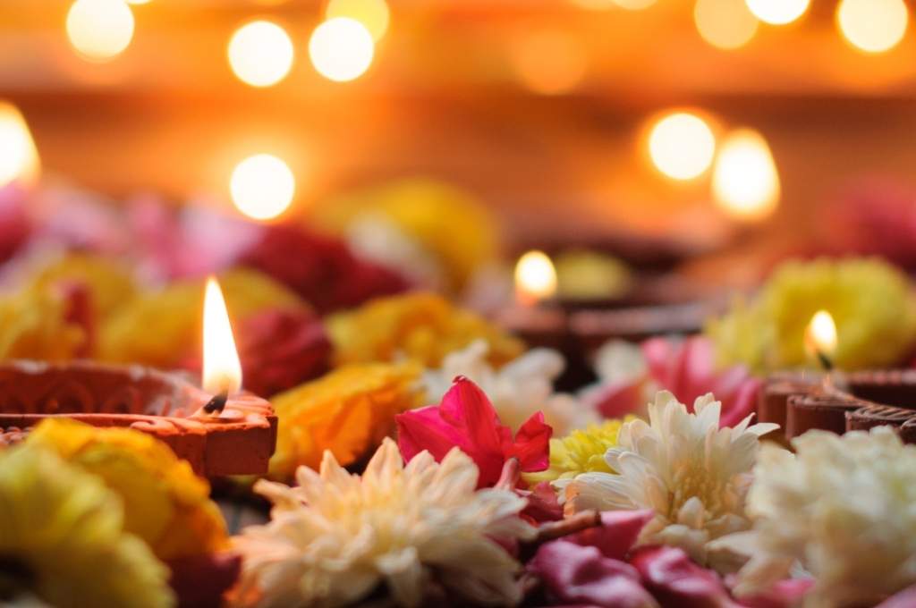 Numerous diyas and flowers-nonprofit humour