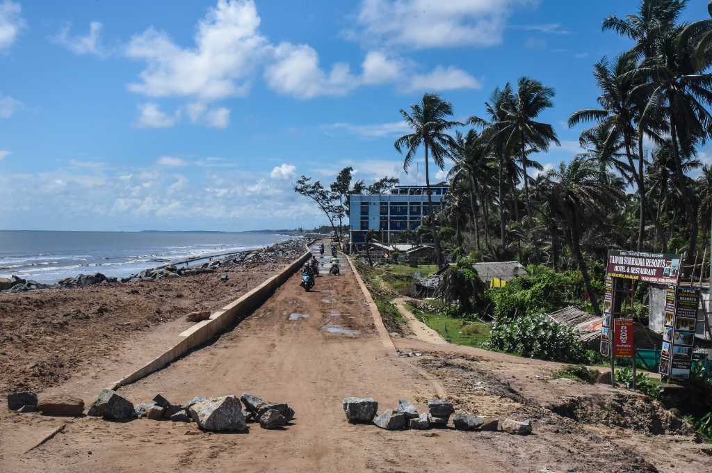 Construction work near the sea shore that was washed away due to the cyclone_livelihood of fishing community