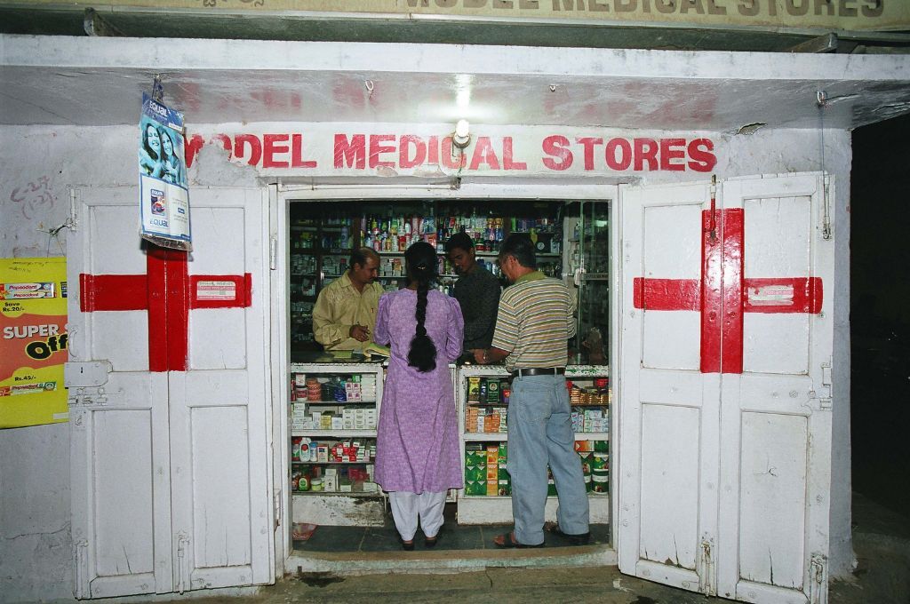 Two people buying medicines from a medical store_transgender healthcare