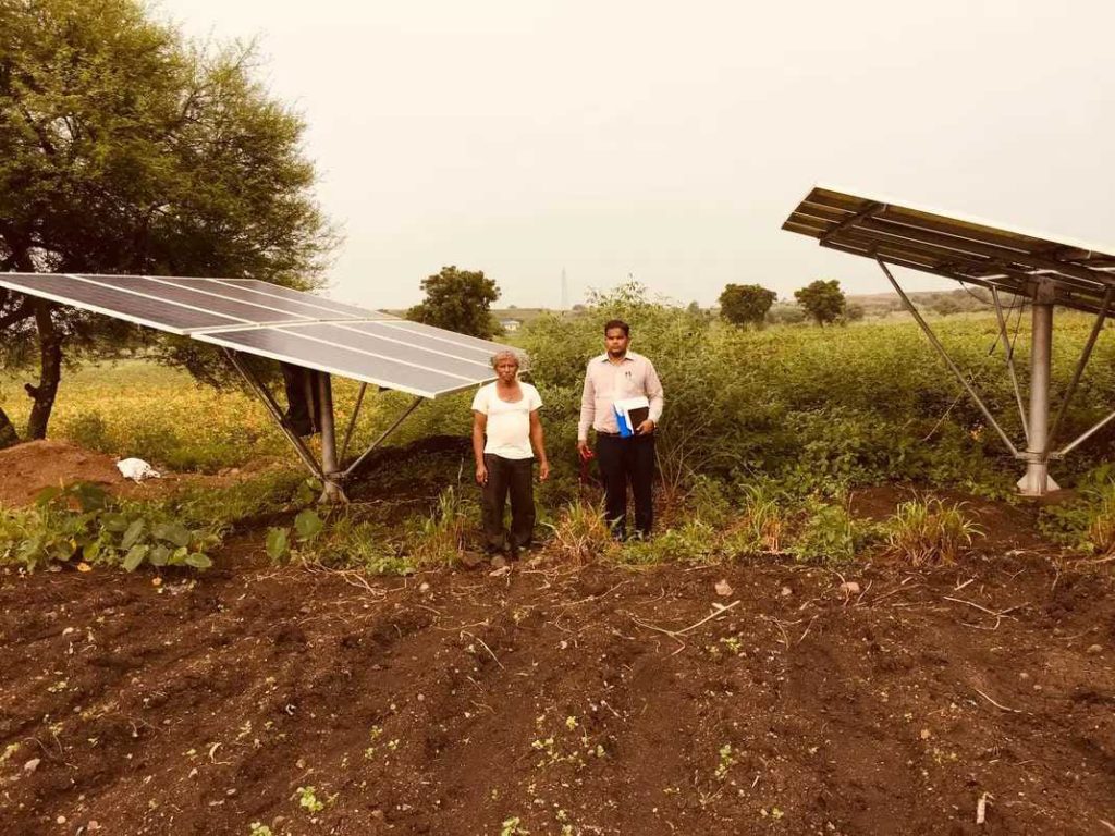 A solar panel in a field in Madhya Pradesh