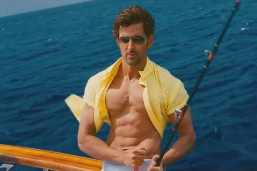 a shirtless Hrithik Roshan fishing-g20