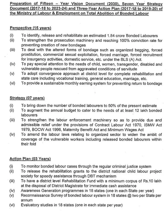 vision document for total abolition of bonded labour