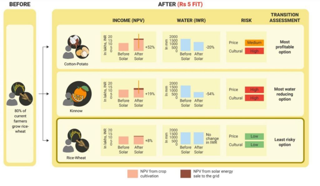 Chart depicting Options available to the rice–wheat farmer in Bathinda, Punjab, and the choice most likely to be made_government schemes