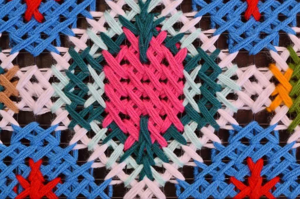 a piece of fabric with a colourful, geometric design--water collaboration