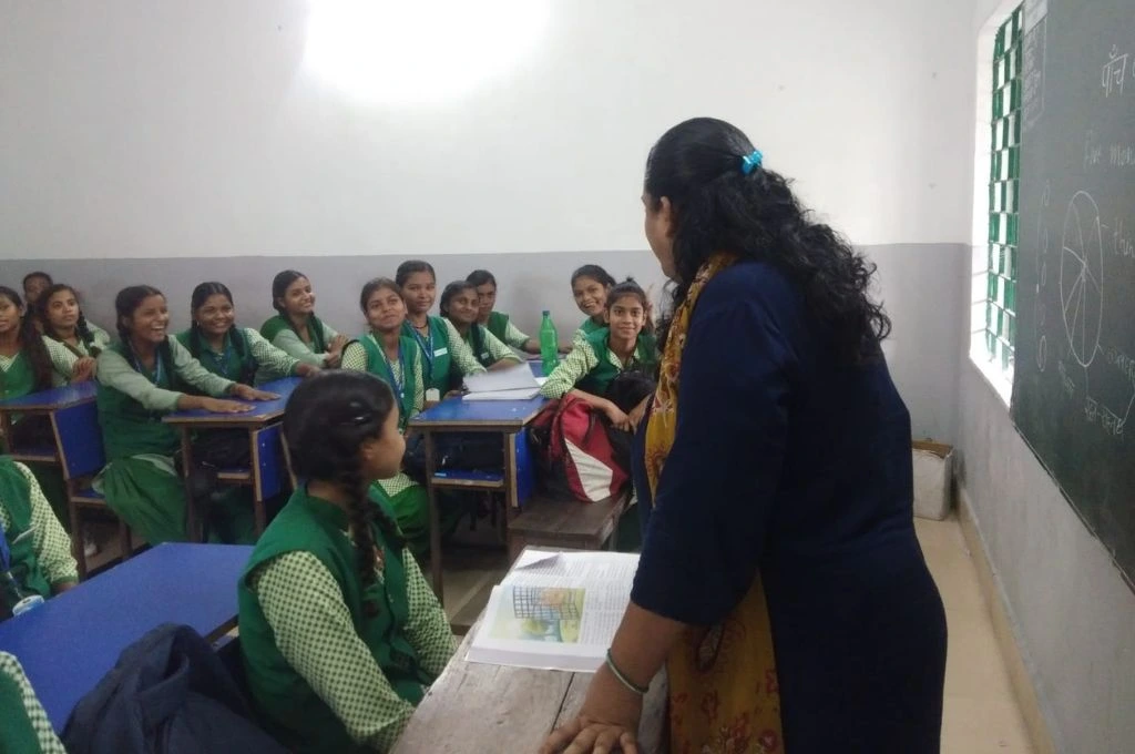 Priti Mishra, a social–emotional learning facilitator, teaching in a class in jharkhand's east singhbhum district--social–emotional learning