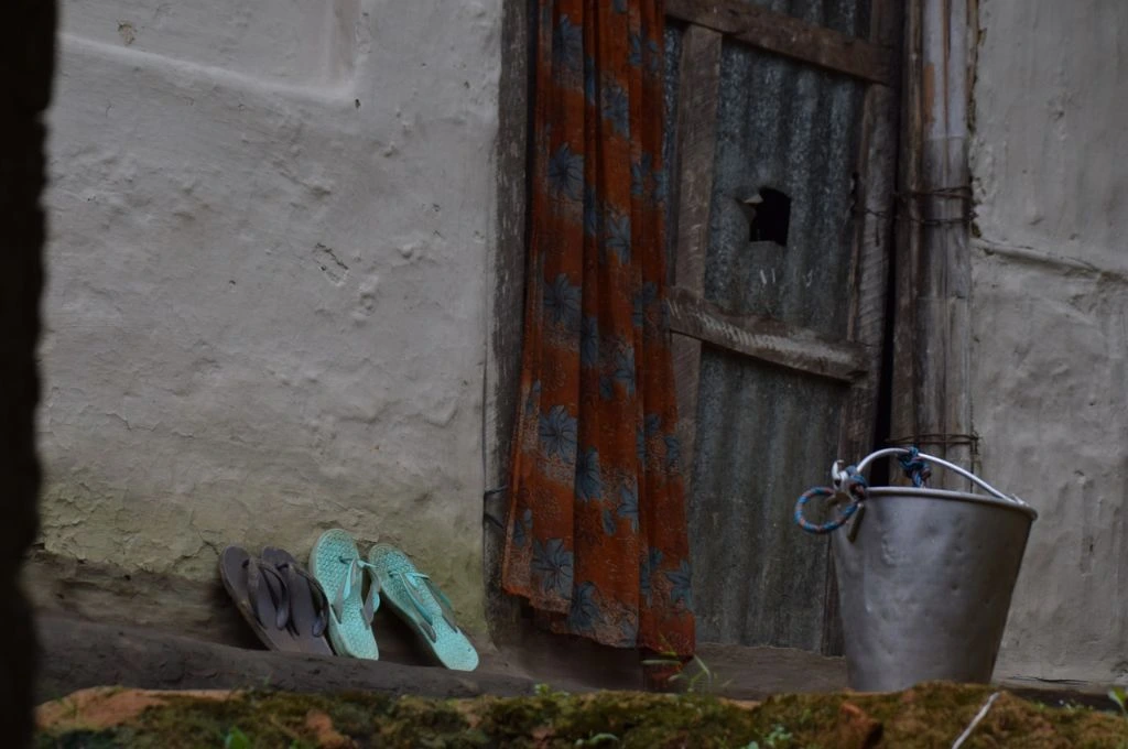 The porch Bijay Gour’s home_rubber plantation