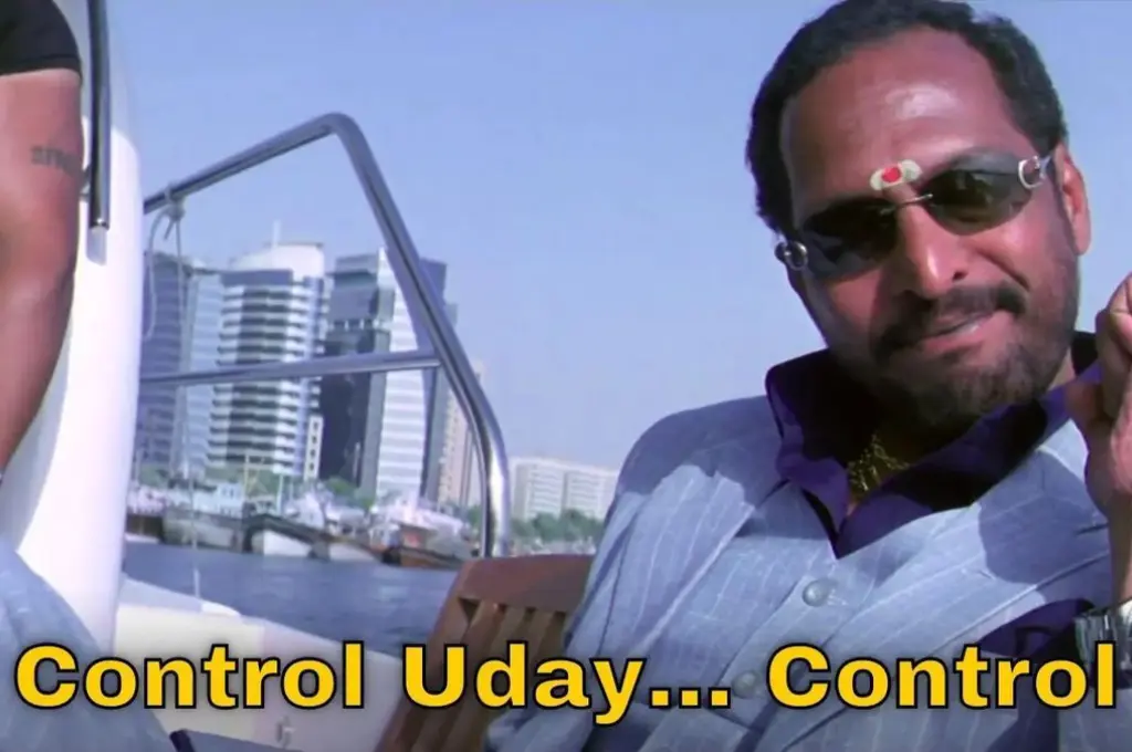 Smug man struggles to stay calm_Nonprofit humour