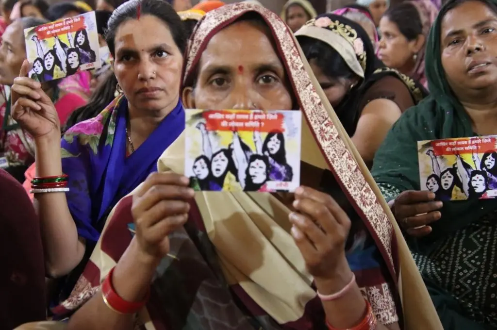 domestic workers at a protest