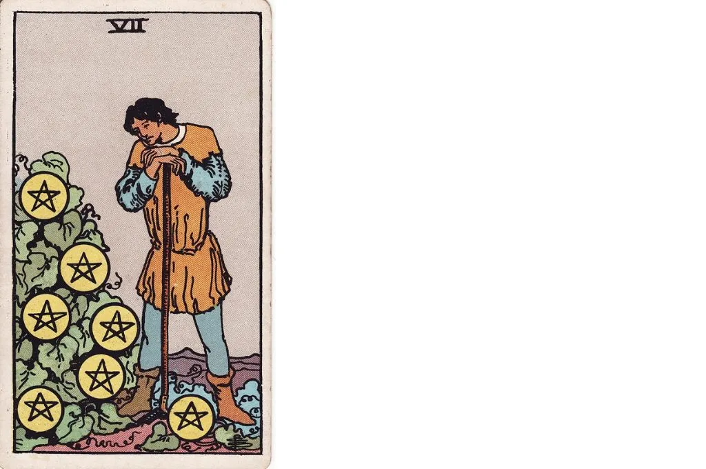 The image features the sketch of a male figure leaning on a wooden rake. Next to him is a plant with seven yellow circles, each with a five-pointed star in it._Nonprofit humour