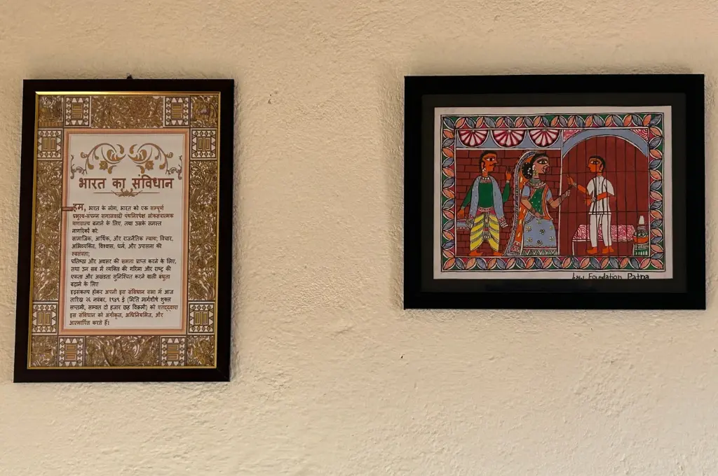 Framed Constitution and folk art painting_constitutional values